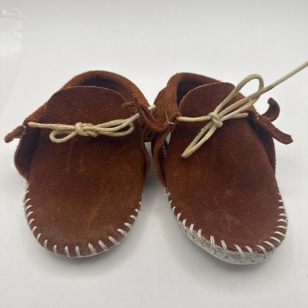 Vintage Taos‎ Baby Toddler Moccasins Rust Brown Suede Soft Fringed